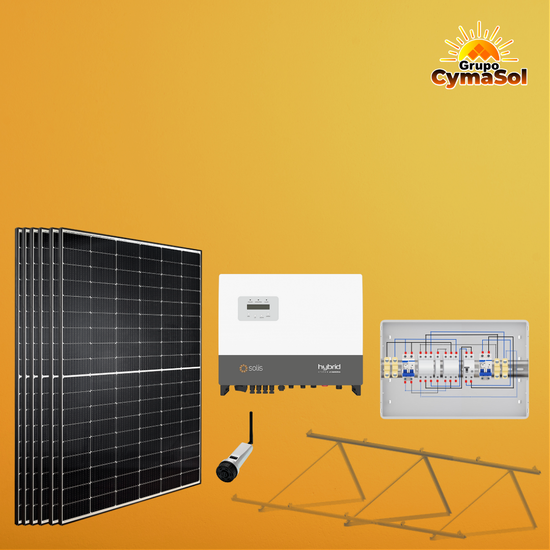 THREE-PHASE KIT WITHOUT BATTERIES WITH 5,06KWP 5KW AC HYBRID INVERTER